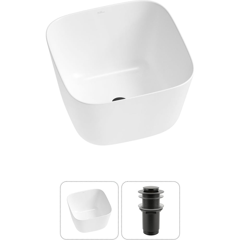 Изображение товара Накладная раковина Wellsee Fontenay Paris 38x38 см фарфор глянцовая белая