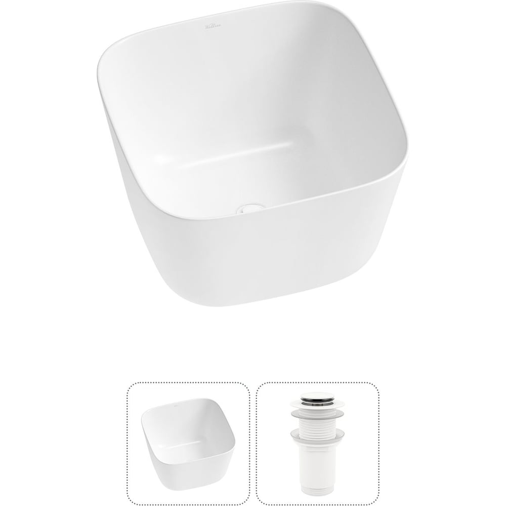 Изображение товара Накладная раковина Wellsee Fontenay Paris 38x38 см фарфор белая современный стиль