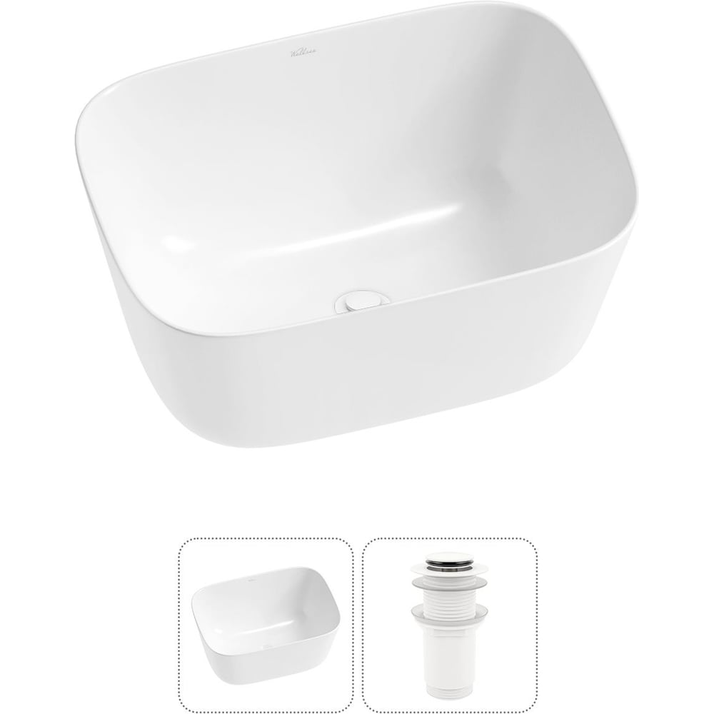 Изображение товара Накладная раковина Wellsee Fontenay Paris 45x33 см фарфор глянцевый белый