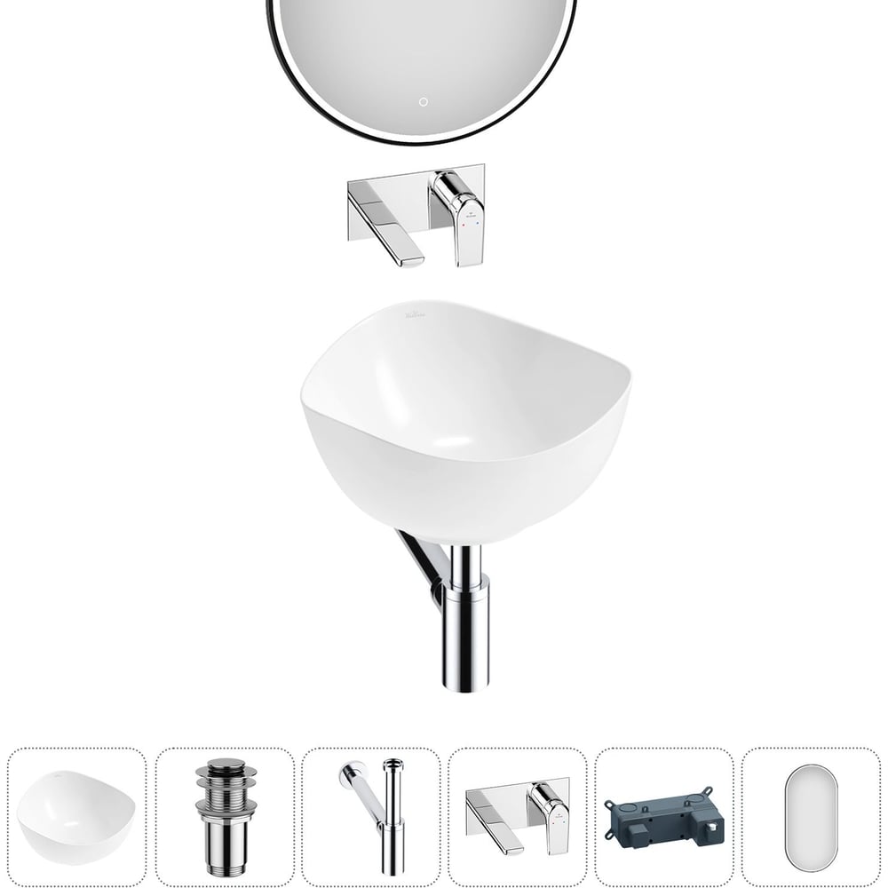 Изображение товара Набор Wellsee 5 в 1 Nexus Flex накладная раковина 38x36 см с комплектом