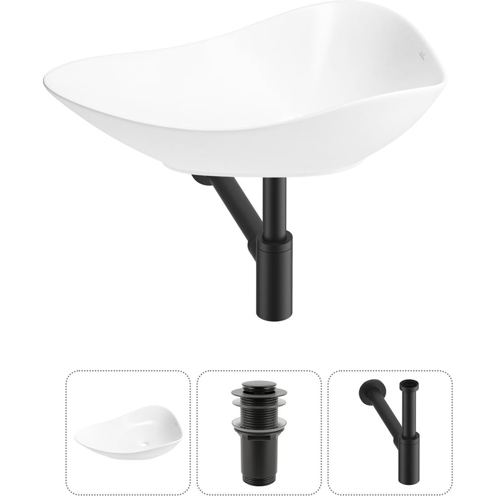 Изображение товара Накладная раковина Wellsee 3 в 1 Nexus Flex 60x42 см белая без отверстия для смесителя