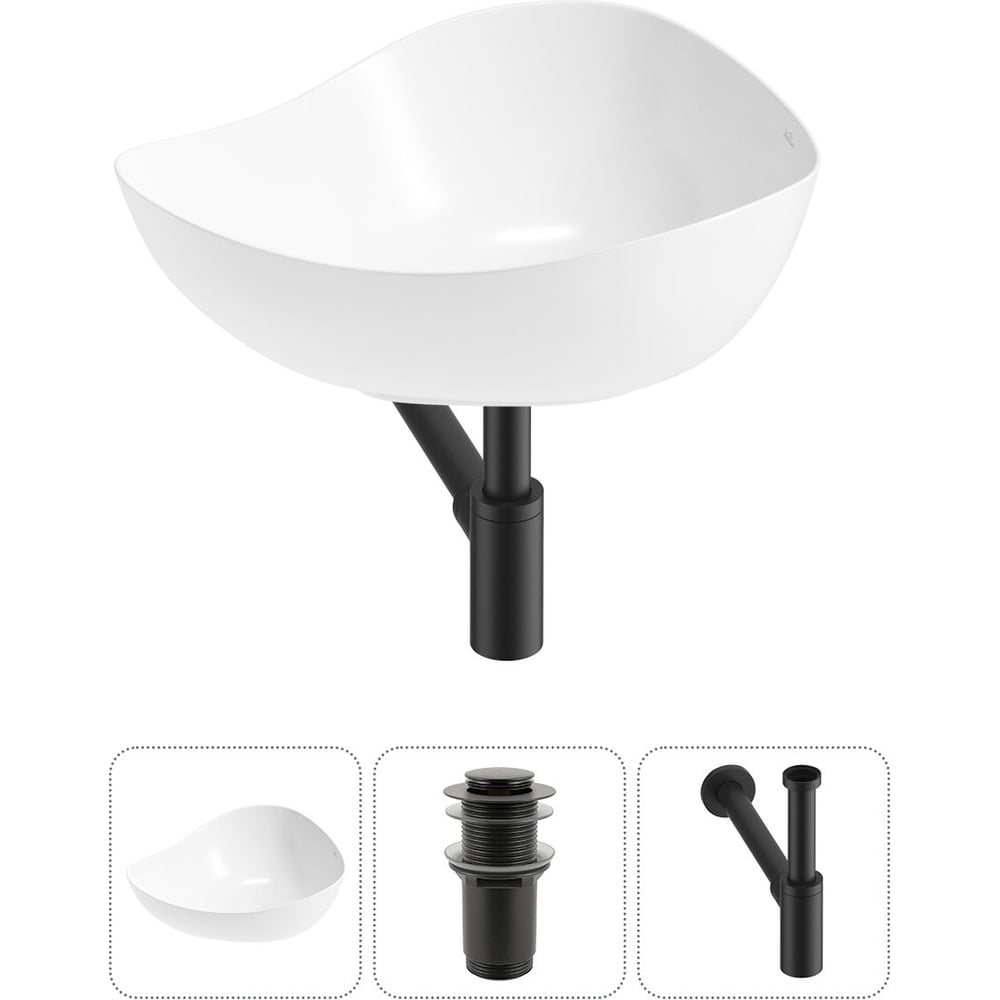 Изображение товара Набор накладных раковин Wellsee Nexus Flex 51x39 см с сифоном белый глянцевый