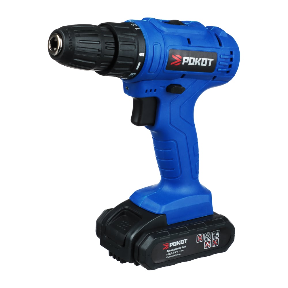 Изображение товара Аккумуляторная дрель-шуруповерт РОКОТ 14В 2 скорости 691-049