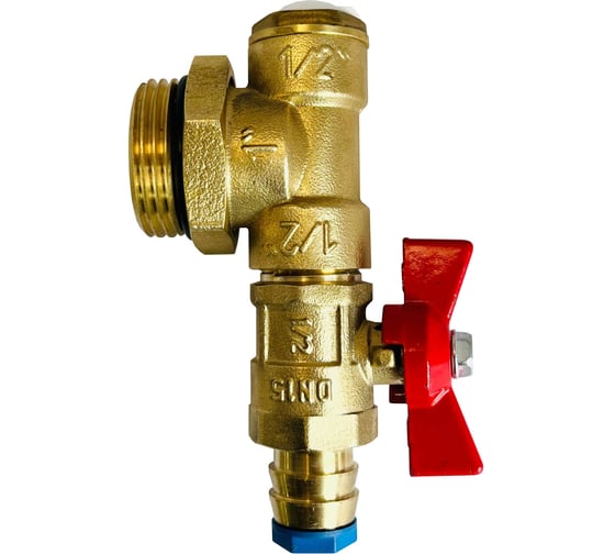 Изображение товара Конечный элемент коллектора АПОГЕЙ латунный КЭР25 G1НР с дренажным краном, краном Маевского, стопорной гайкой и резиновым уплотнением 440003