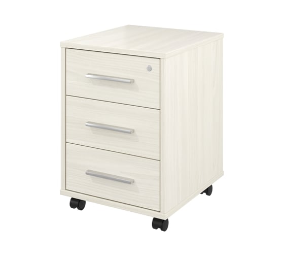 Изображение товара Тумба Монолит Канцлер выкатная 3 ящика с замком (406x446x570) Скандинавское дерево белое38 КЦ09.38