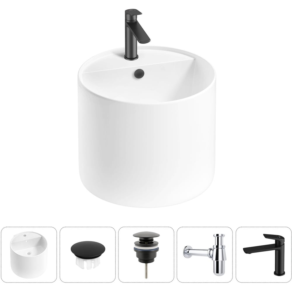 Изображение товара Набор Wellsee 5 в 1 M1 Limited Edition подвесная раковина 45 см + смеситель