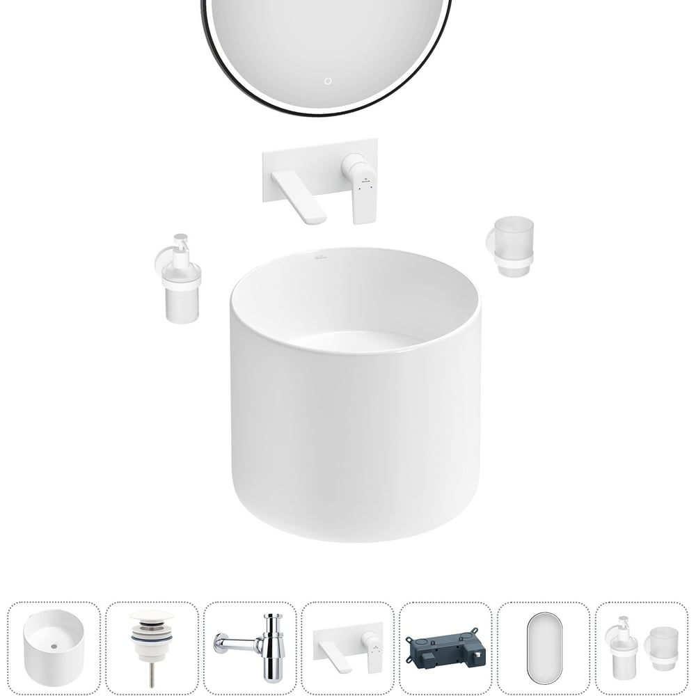 Изображение товара Набор Wellsee 6 в 1 M1 Limited Edition подвесная раковина с комплектом аксессуаров