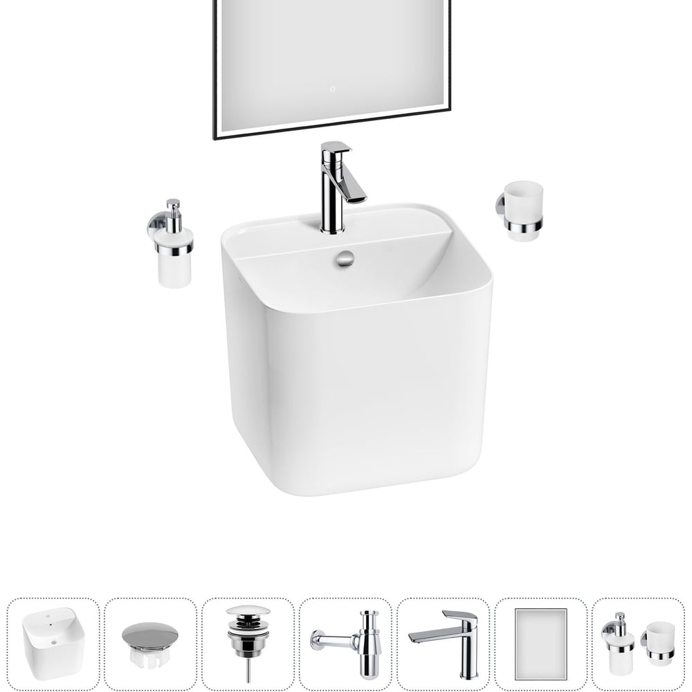 Изображение товара Набор ванны Wellsee 7 в 1 M1 Limited Edition подвесная раковина 45x42 см