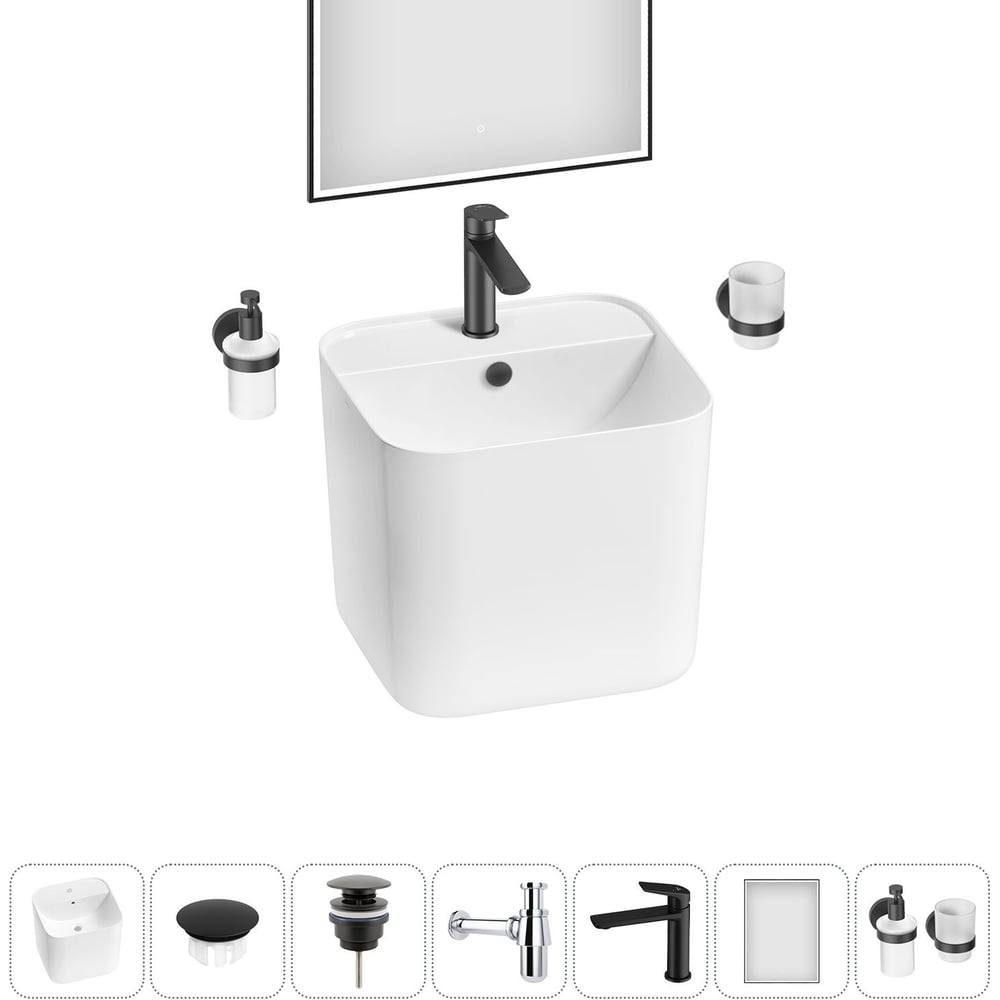 Изображение товара Набор Wellsee 7 в 1 M1 Limited Edition подвесная раковина 45x42 см