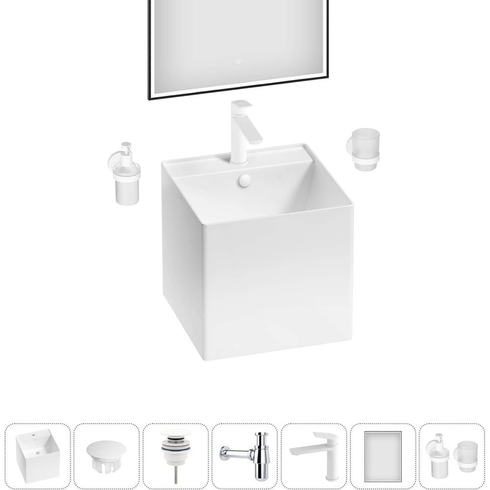 Изображение товара Набор Wellsee 7 в 1 M1 Limited Edition подвесная раковина 42х42 см