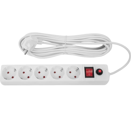 Изображение товара Сетевой фильтр Gigant с заземлением белый ПВС 3x0.75мм2, 5 розеток, 10м 80111