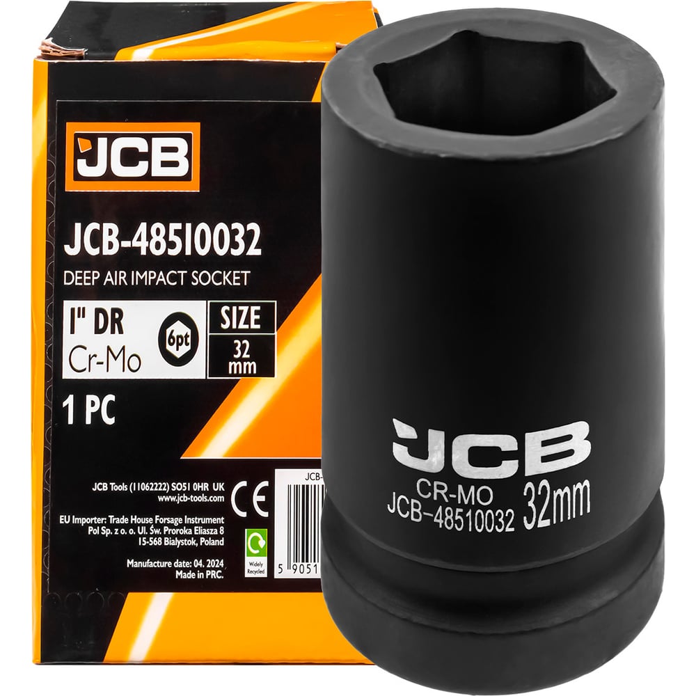 Изображение товара Головка ударная глубокая 6-гранная JCB 32 мм для сильных нагрузок