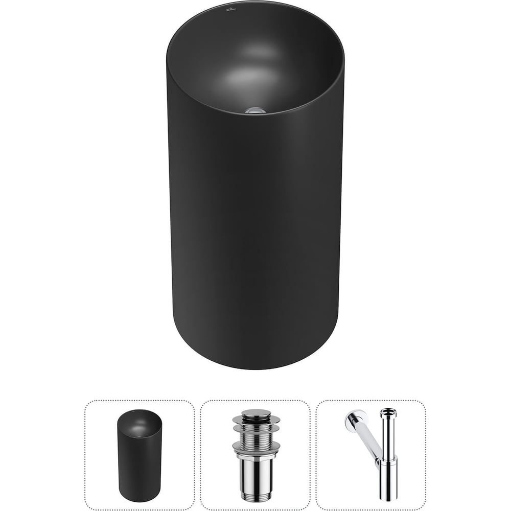 Изображение товара Набор напольных раковин Wellsee 3 в 1 Callipy Art черный санфарфор современный стиль