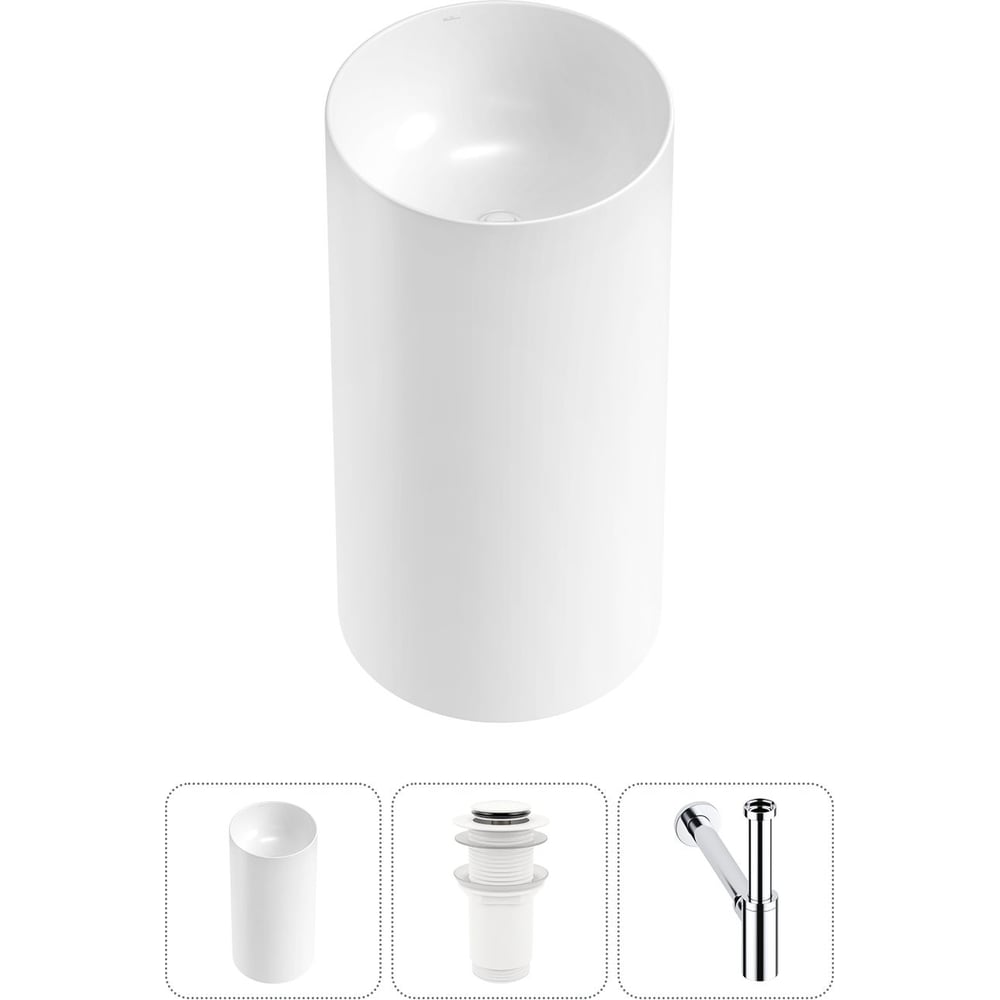 Изображение товара Напольная раковина Wellsee 3 в 1 Callipy Art 42x42x84 см санфарфор белая