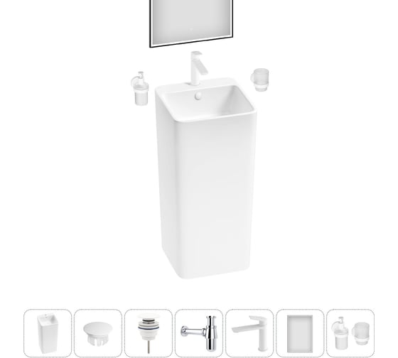 Изображение товара Набор Wellsee 7 в 1 Callipy Art напольная раковина 40x40x84,5 см 20218944R