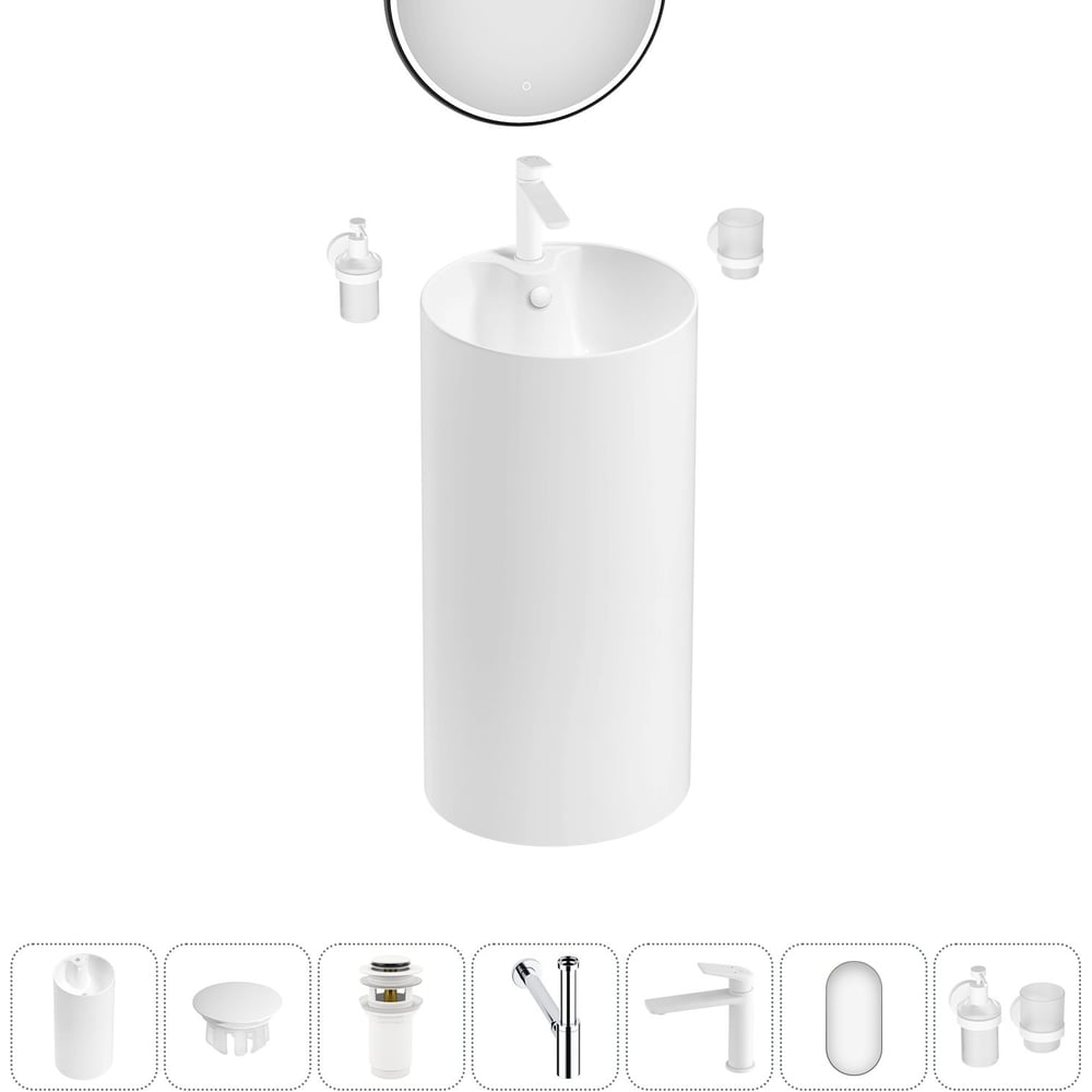 Изображение товара Набор Wellsee 7 в 1 Callipy Art напольная раковина с комплектом аксессуаров