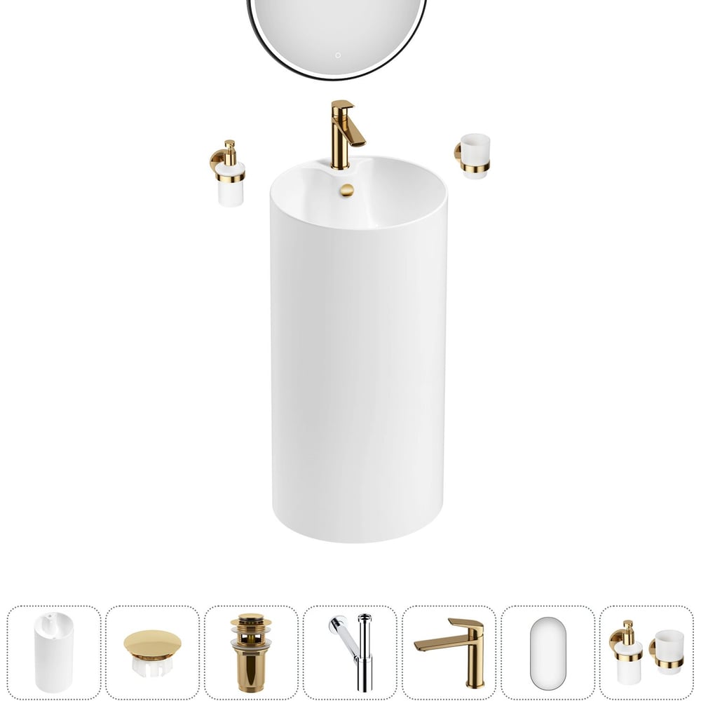 Изображение товара Набор для ванной комнаты Wellsee 7 в 1 Callipy Art напольная раковина комплект