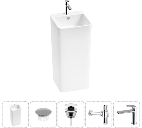 Изображение товара Набор Wellsee 5 в 1 Callipy Art напольная раковина 40x40x85 см 20217268R