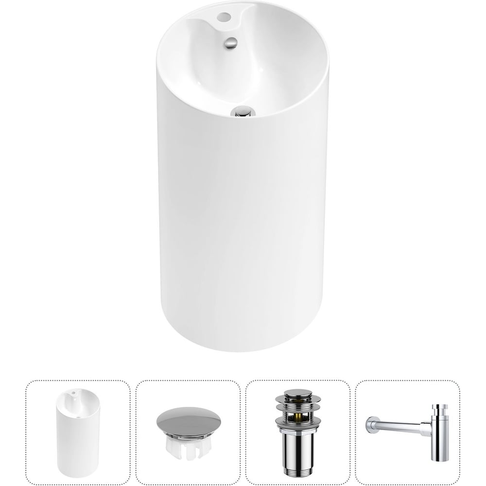 Изображение товара Напольная раковина Wellsee Callipy Art 42x42 см глянцевая белая для ванной