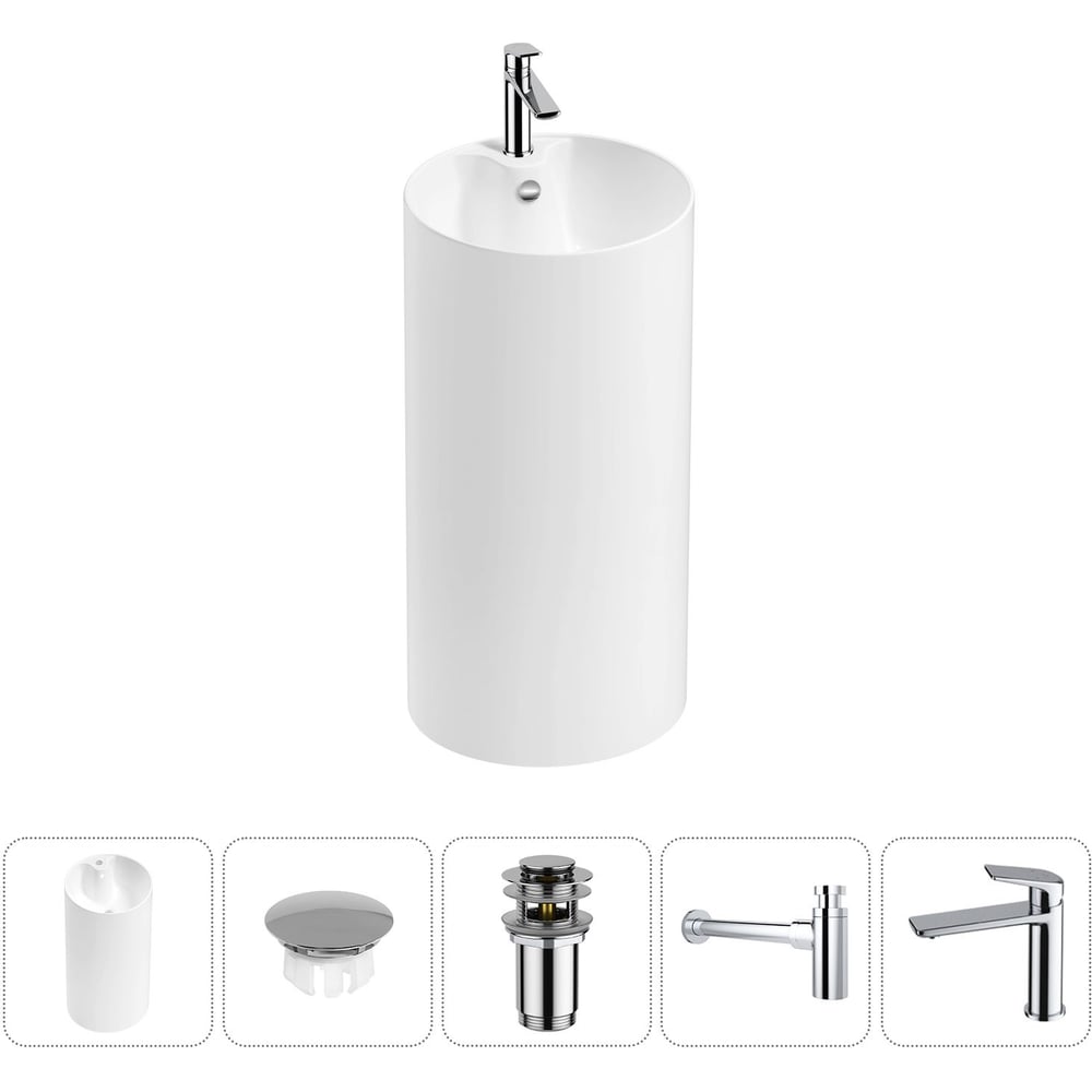 Изображение товара Набор Wellsee 5 в 1 Callipy Art напольная раковина 42x42x84 см