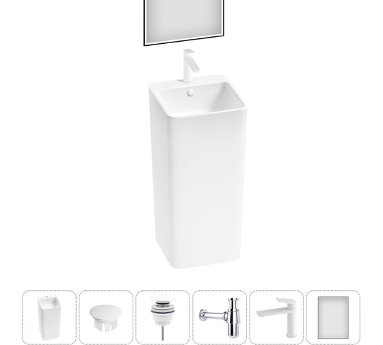 Изображение товара Набор Wellsee 6 в 1 Callipy Art напольная раковина 40x40x84,5 см 20218940R