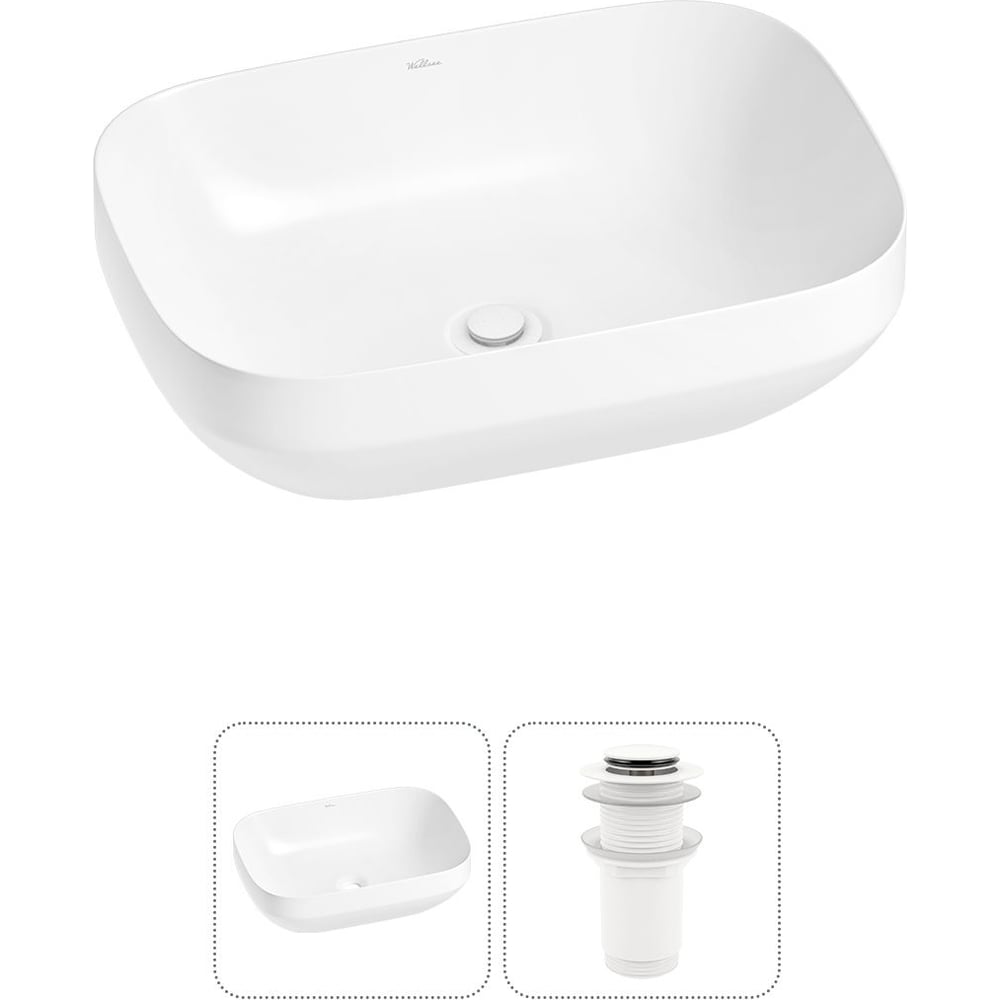 Изображение товара Накладная раковина Wellsee 2 в 1 Air Gap S 50x35 см глянцевый белый