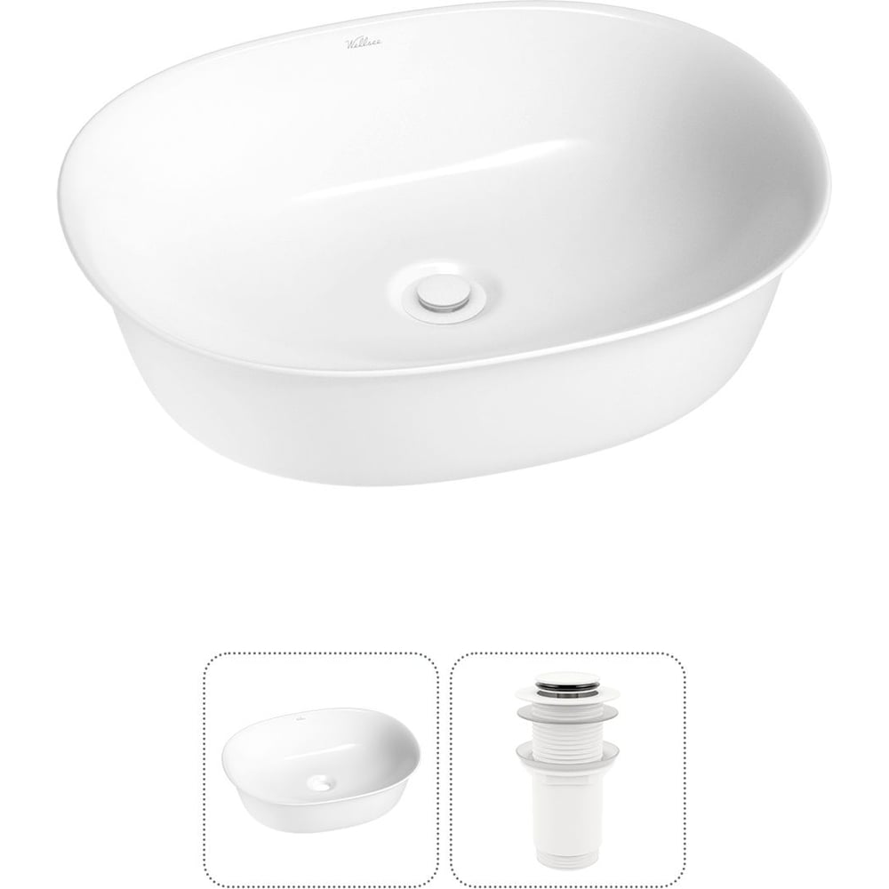 Изображение товара Накладная раковина Wellsee 2 в 1 Brillant iCon овальная белая 50x40 см