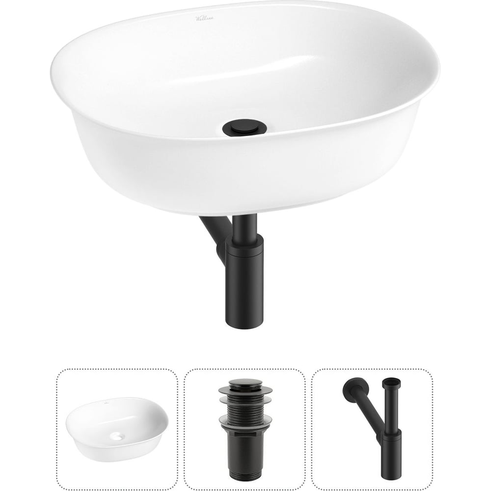 Изображение товара Накладная раковина Wellsee Brillant iCon 50x40 см фарфор глянцевая