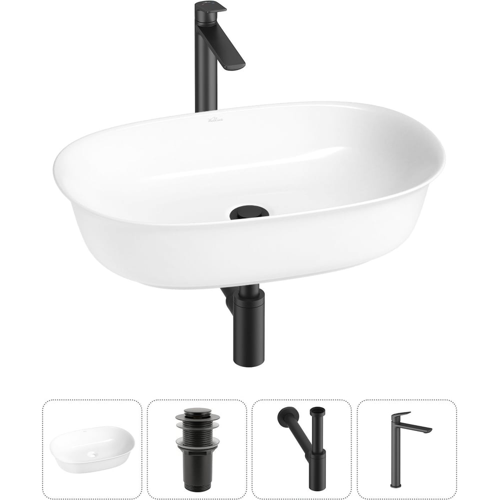 Изображение товара Набор Wellsee 4 в 1 Brillant iCon накладная раковина 60x40 см с смесителем