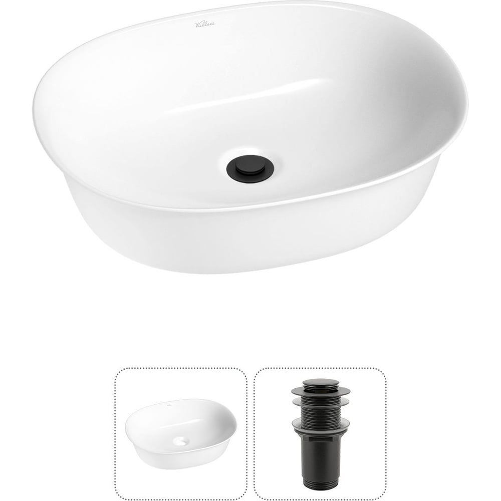 Изображение товара Накладная раковина Wellsee 2 в 1 Brillant iCon овальная белая 50x40 см