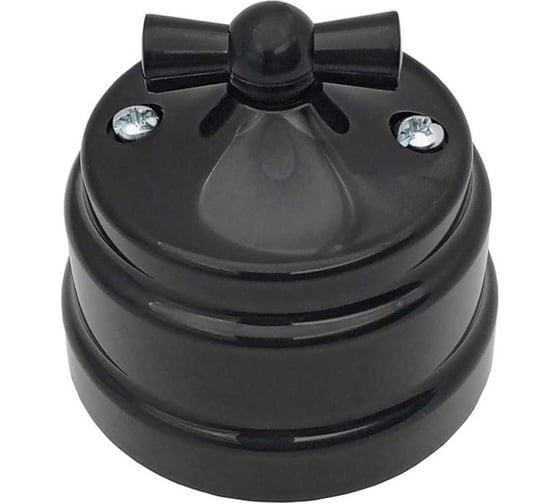 Изображение товара Выключатель Bylectrica 1-кл.- 2-кл. поворотный (10А) ОУ серия РЕТРО, черный А510-2292 черный