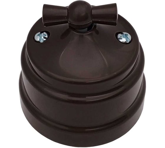 Изображение товара Выключатель Bylectrica 1-кл.- 2-кл. поворотный (10А) ОУ серия РЕТРО, шоколад А510-2292 шоколад