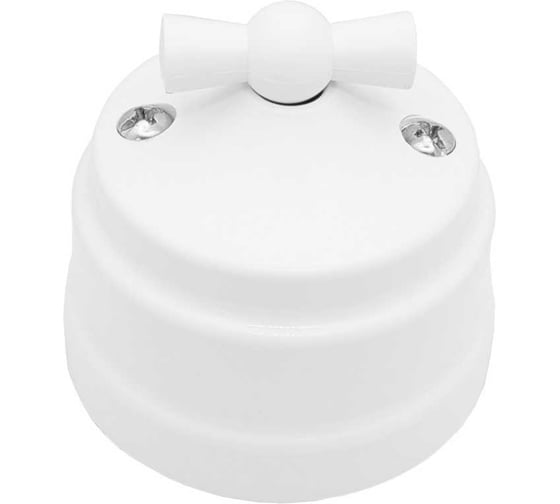 Изображение товара Выключатель Bylectrica 1-кл. поворотный проходной (10А) ОУ серия РЕТРО, белый (А510-2296) А610-2296