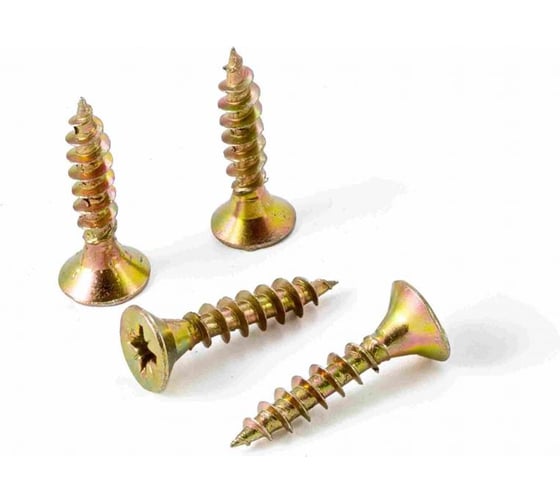 Изображение товара Саморез универсальный Квадра 5x70 желтый, потайная голова, цинк, коробка 2500 шт. 504070002504