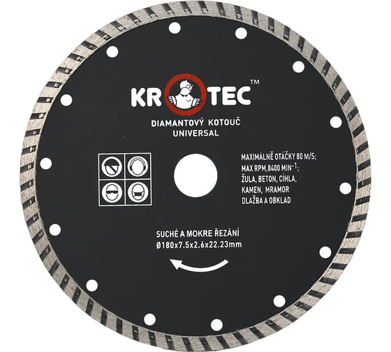 Изображение товара Диск алмазный универсальный (180x22.2 мм) KROTEC 3801019
