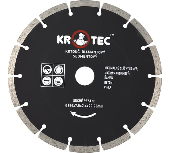 Изображение товара Диск алмазный сегментный (180x22.2 мм) KROTEC 3801004