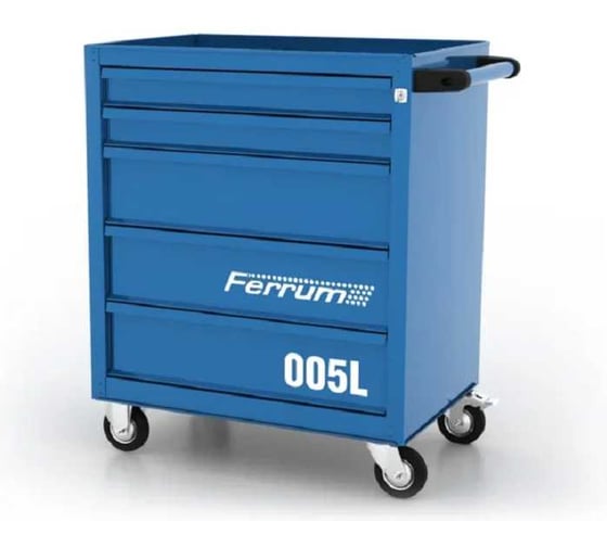 Изображение товара Тележка инструментальная Ferrum с 5 ящиками, синий 02.005L-5015