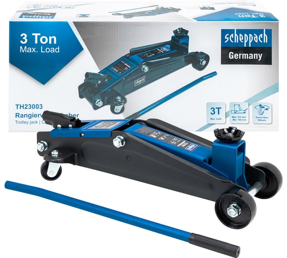 Изображение товара Домкрат подкатной гидравлический 3т с фиксацией (h min 192мм, h max 533мм) Scheppach Sch-TH23003(65258)