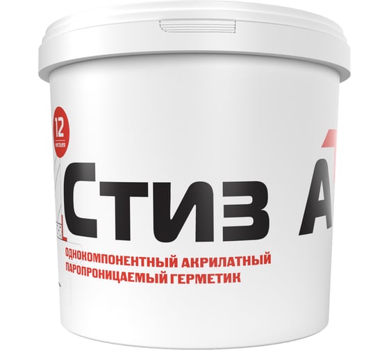 Изображение товара Герметик для монтажа окон акриловый паропроницаемый СТИЗ А ведро 3 кг RM000003631
