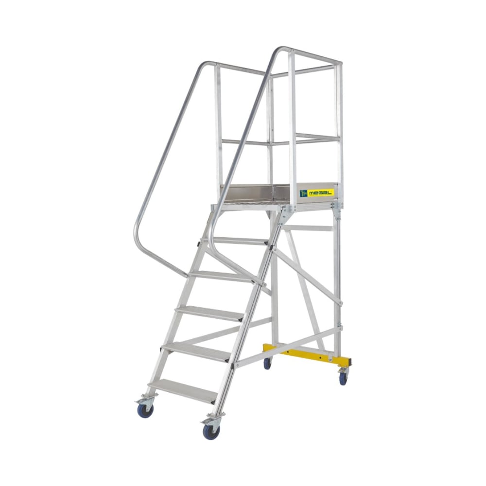 Изображение товара Разборная вышка-стремянка MEGAL на колесах 8м профессиональная алюминиевая