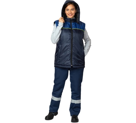 Изображение товара Жилет утепленный Прабо Сура темно-синий/василек/лимонный, р. 104-108 38596