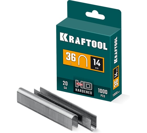 Изображение товара Скобы кабельные для степлера KRAFTOOL тип 36 (L), 14 мм 31636-14