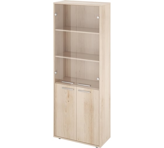 Изображение товара Шкаф Монолит Канцлер закрытый со стеклом (700x338x1845) (КЦ14+КЦ17_2+КЦ40_2+ДБ48_2) Бук артизан перламутровый39 КЦ28.39