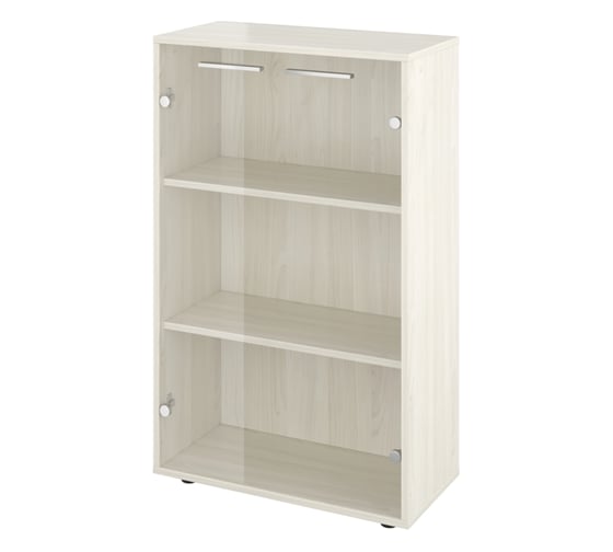 Изображение товара Шкаф Монолит Канцлер никзий со стеклом (700x338x1135) (КЦ13+КЦ40_2+ДБ48_2) Скандинавское дерево белое38 КЦ36.38