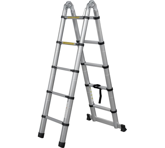 Изображение товара Лестница телескопическая шарнирная алюминиевая двухсекционная Новая Высота 3,2 м, Мал Удал 2310ТЛ, 2x5 перекладин 2310205ТЛ