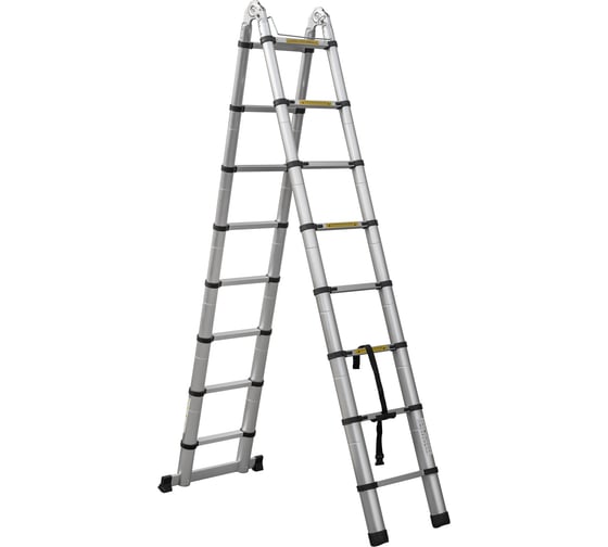 Изображение товара Лестница телескопическая шарнирная алюминиевая двухсекционная Новая Высота 5,0 м, Мал Удал 2310ТЛ, 2x8 перекладин 2310208ТЛ
