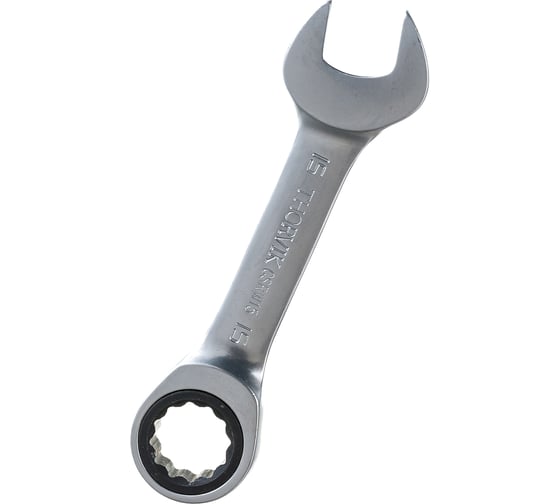 Изображение товара Гаечный ключ Thorvik CSRW15 комбинированный трещоточный короткий, 15 мм 53524