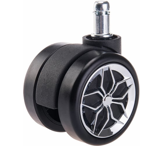 Изображение товара Колеса (ролики) для кресла BRABIX прорезиненные, ХРОМ, КОМПЛЕКТ 5 шт, шток d11 мм, черные, короб, 533088