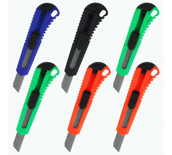 Изображение товара Нож канцелярский BRAUBERG 18 мм КОМПЛЕКТ 5шт + 1шт В ПОДАРОК, фиксатор, блистер, Classic 238773