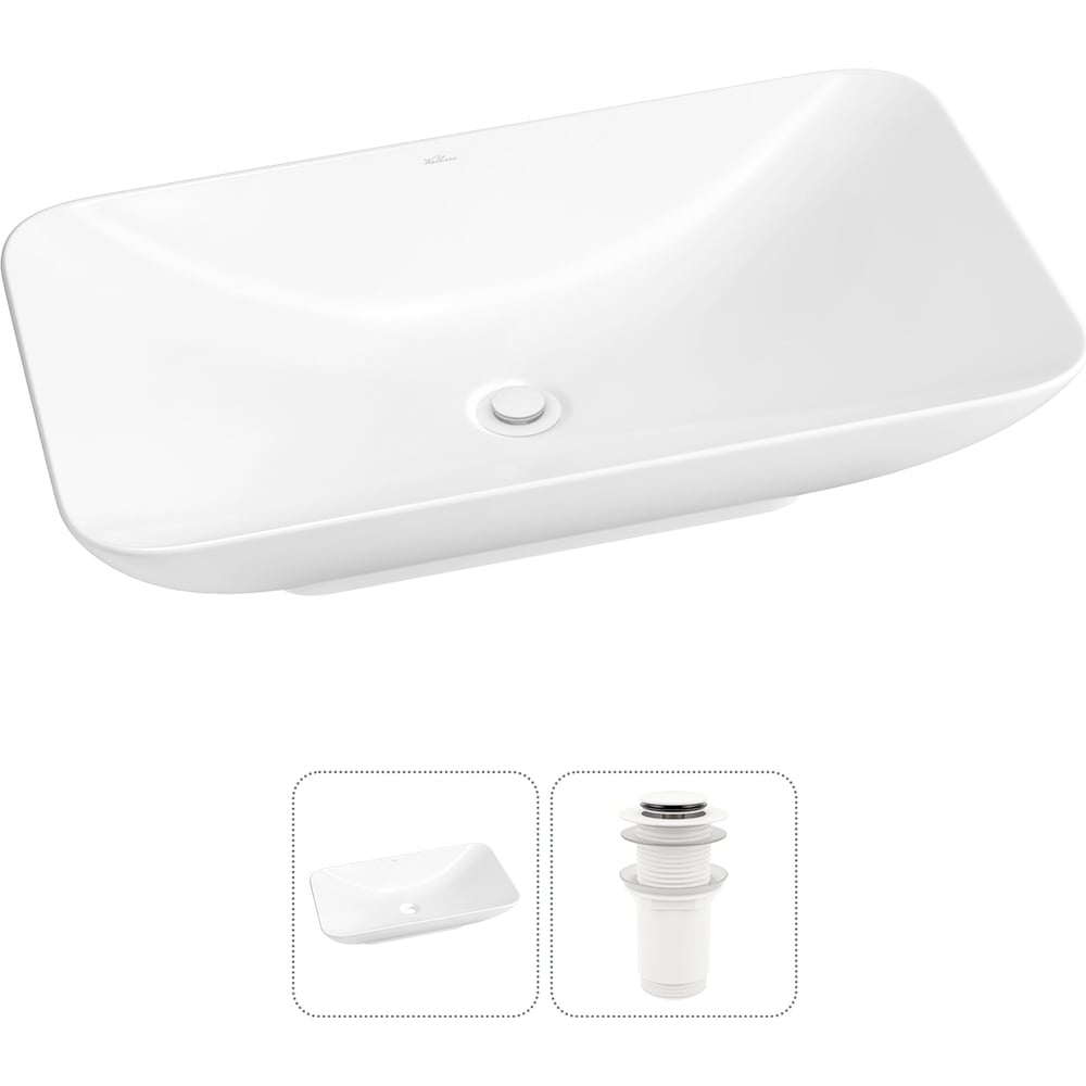 Изображение товара Накладная раковина Wellsee 2 в 1 Demure 70x38 см фарфор белая